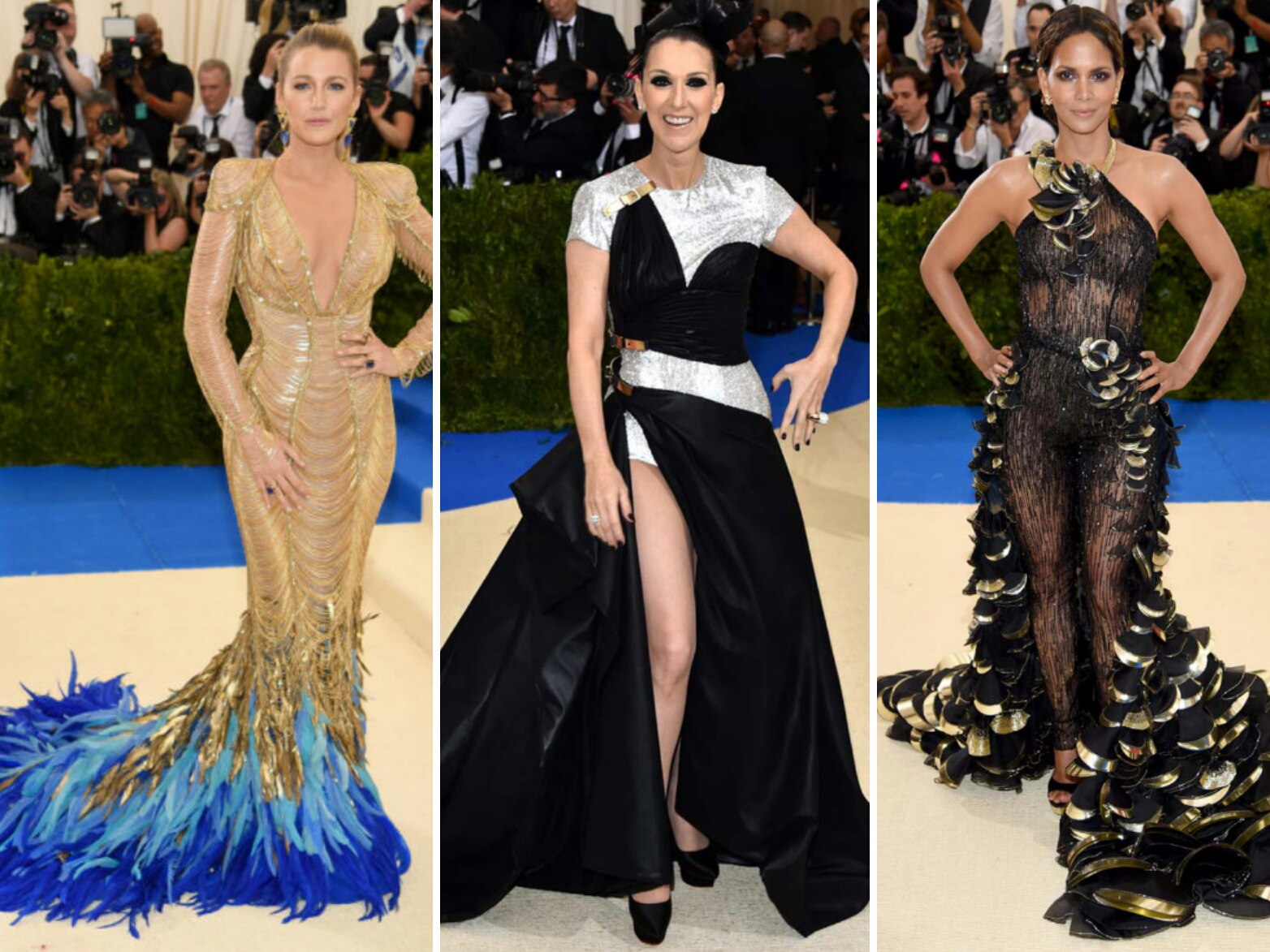 Met Gala red carpet 2017Blake Lively, Celine Dion y Halle Berry con vestidos de Versace