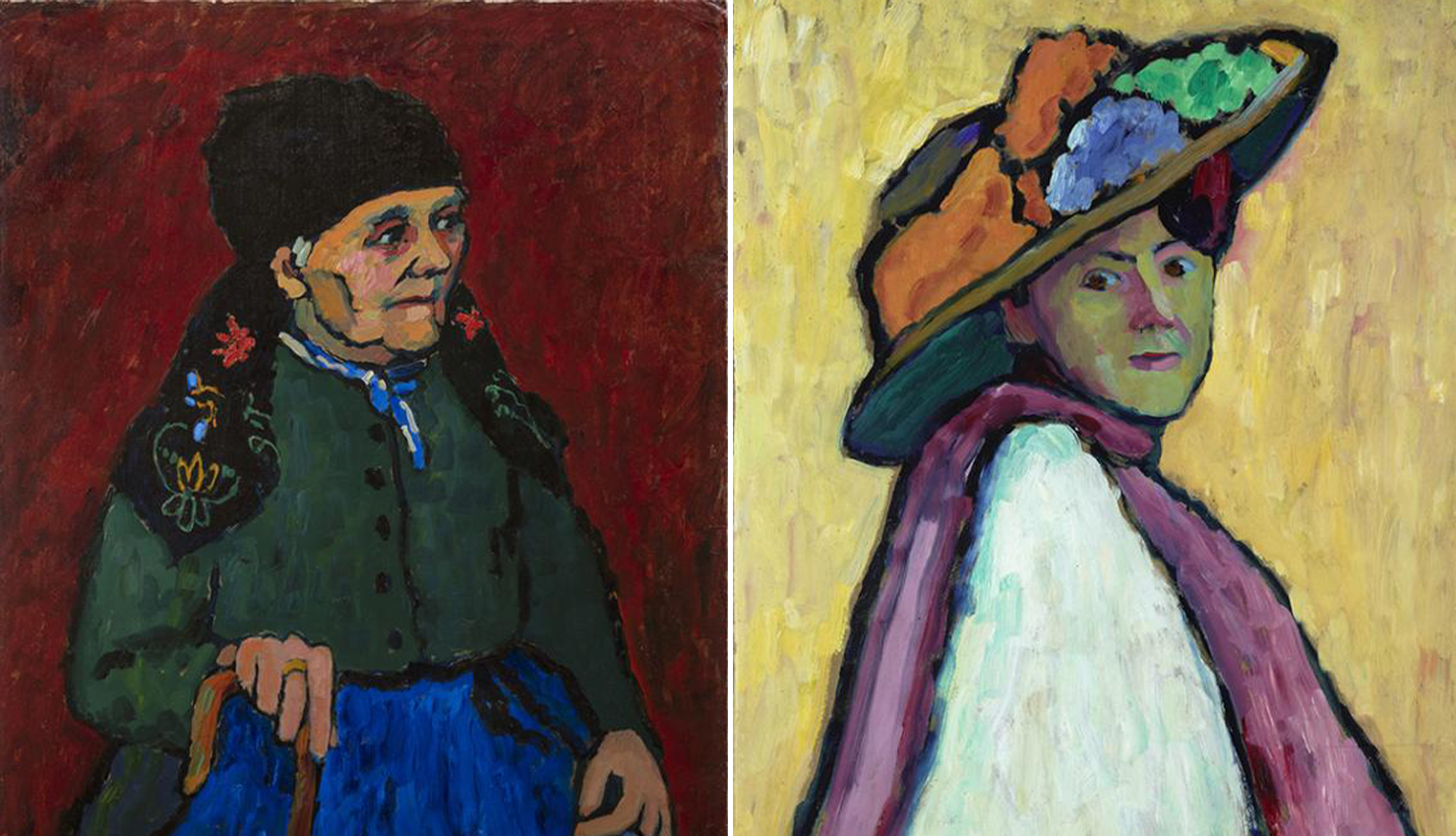 thyssen-arte-magazinehorse-Gabriele Münter. Mujer de Murnau (Rosalie Leiss), 1909.-Gabriele Münter Retrato de Marianne von Werefkin, 1909 Exposición Museo Thyssen